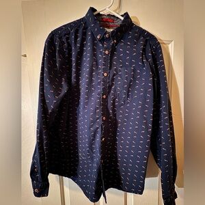 Cactus Dark Blue Casual Shirt with Red Accents